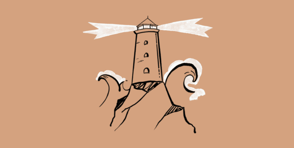 Anthropic AI safety illustration of a lighthouse facing turbulent waves